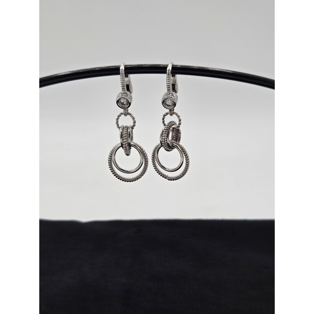 Judith Ripka Sterling Silver And CZ Dangle Pierced Earrings